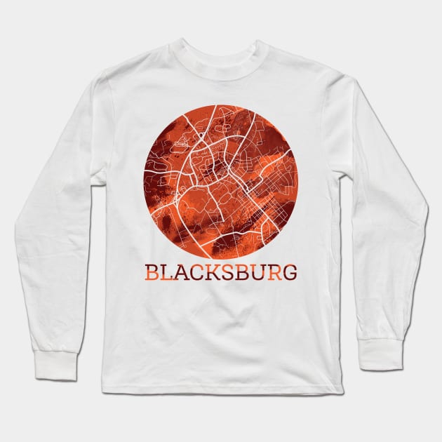 Blacksburg VA Map Long Sleeve T-Shirt by polliadesign